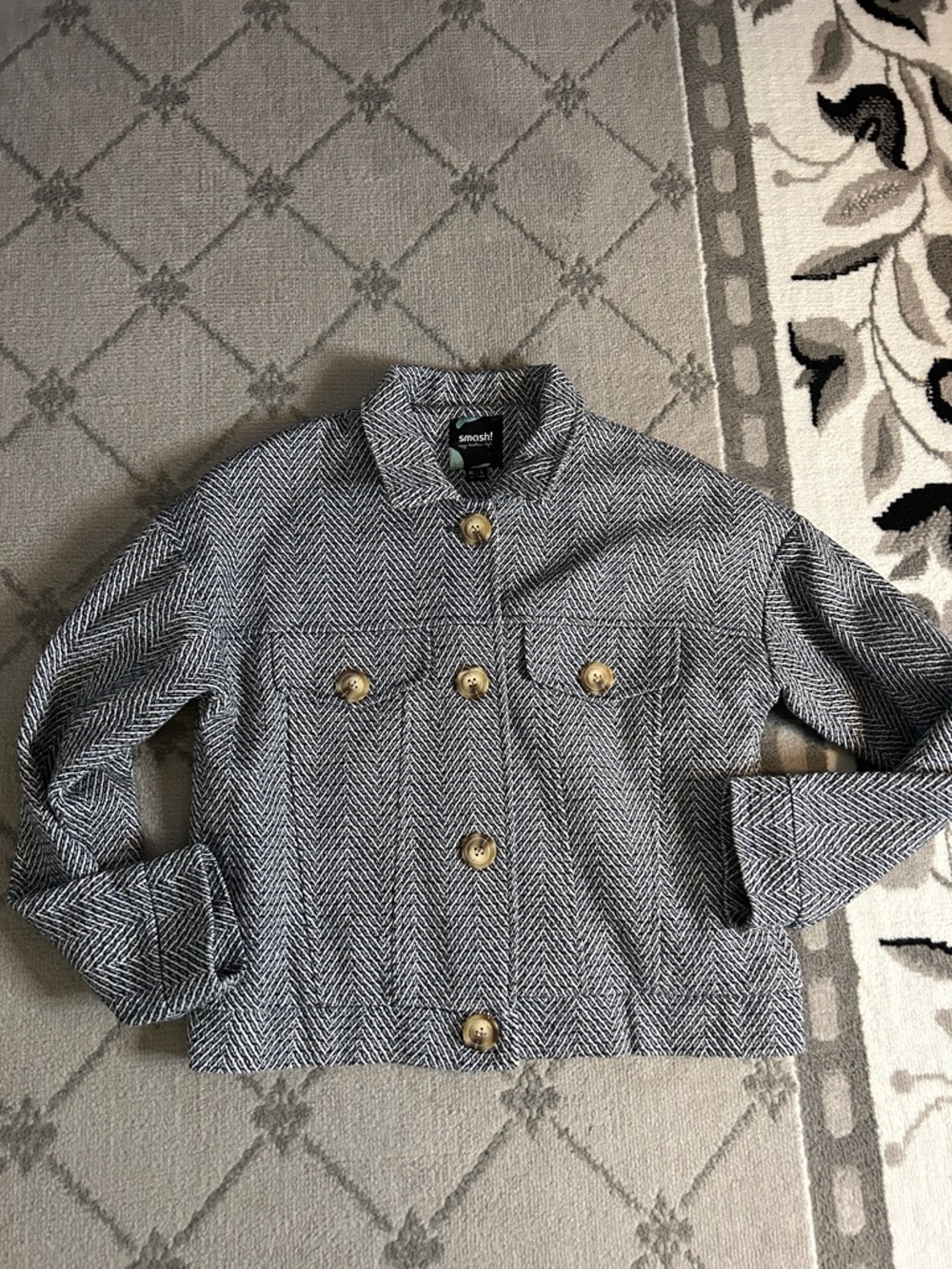 Smash Herringbone Crop Trucker Jacket